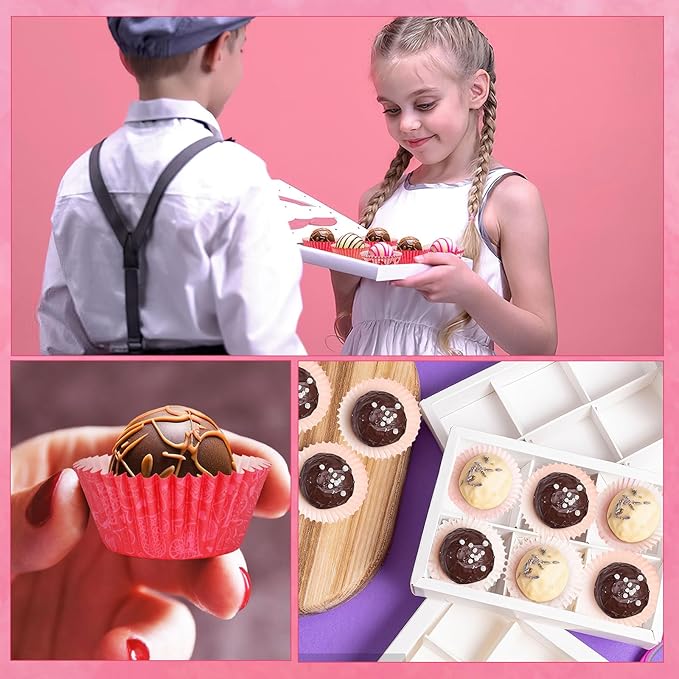AUGSUN 800pcs Valentine's Day Mini Cupcake Liners Pink Red Valentine Cupcake Baking Cups Mini Cupcake Wrappers for Valentine's Day Party Cake Candy Chocolate Wrap Making Supplies(8 Style)