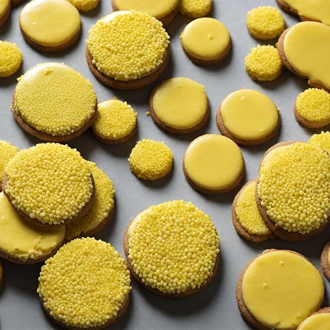 GranAroma Yellow Nonpareils, 1 lb, Decorative Sprinkles, Cakes & Cookies, Bakery Staple