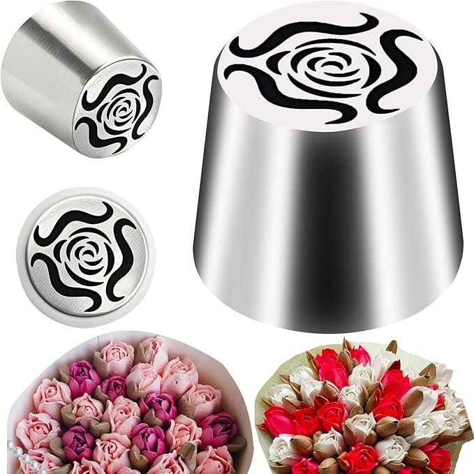 Hendiy Russian Piping Tips, Large Icing Piping Tips Stainless Steel Flower Frosting Nozzles for Decorating, Russian Icing Tip for Cake Decorating 1PCS, LBN056