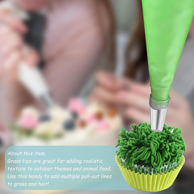 3 PCS Grass Icing Piping Tips, Large Piping Tips for Cake Decorating, Frosting Kit with 233 234 29 Decorating Tip for Frosting, Multi-opening