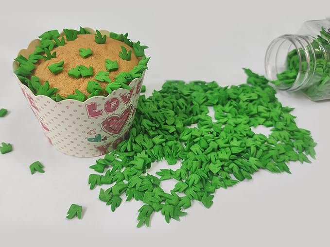 Edible Sugar Green Grass Sprinkles Football Field Cake Cupcake Toppers Cookie Decorations Sweet Dessert Sprinkle for Cake Decorating St. Patricks day, 3.4 oz