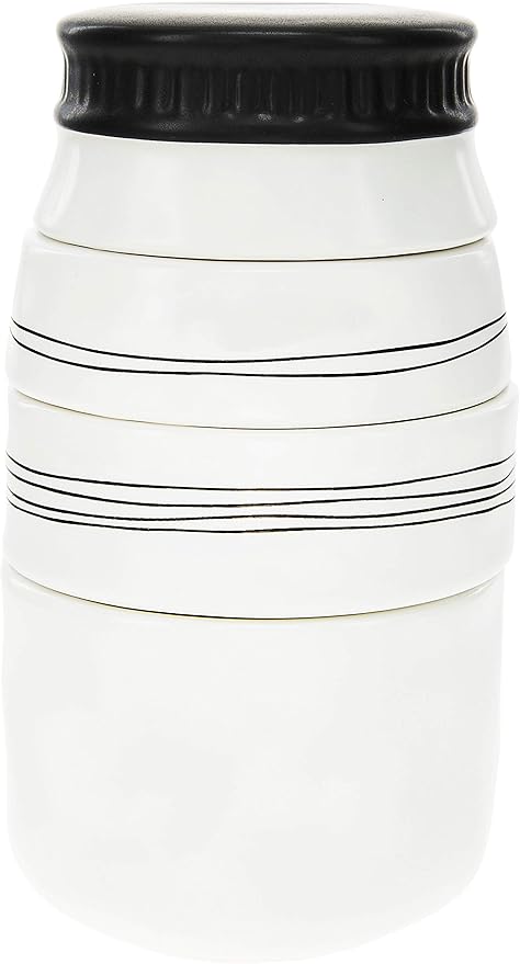Pavilion Gift Company Cherished Blessed Loved Beyond Measure - 4 Piece Stoneware Stackable Measuring Cup Set (87525), White, 6"