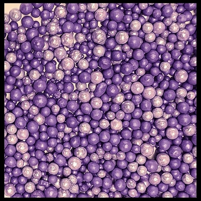 Confect Purple Disco Ball Cake Sprinkles – Edible Decorative Pearls & Irish Purple Shimmer Sprinkle Mix for Cakes, Cupcakes, Cookies | Love Sprinkle Blend | Vegan, Gluten-Free, Nut-Free, Soy-Free, Dairy-Free, Palm Oil-Free - 4.2 Oz