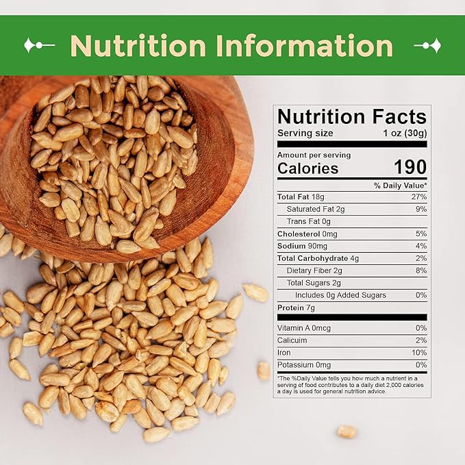 Sincerely Nuts Sunflower Seeds Unsalted (No Shell) (No Shell) (2 LB)- Nutritious and Satisfying Snack-Crunchy and Delicious-Perfect Addition to Any Meal - Gluten-Free Food, Vegan, and Kosher Certified