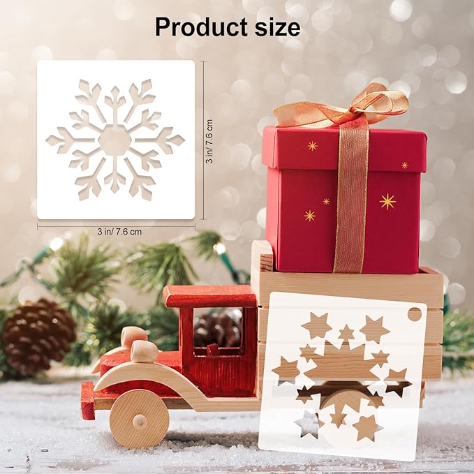 HOWAF 30-Piece Snowflake Christmas Stencils - 3x3 Inches Reusable Craft Stencils for Painting on Wood, Wall, Door, Fabric & More