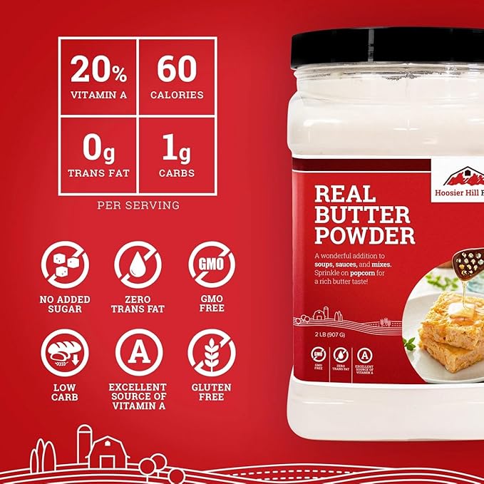 Hoosier Hill Farm Real Butter Powder, 2LB (Pack of 1)