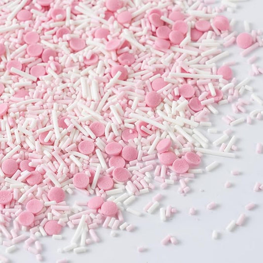 Dye Free Sprinkles No Artificial Dyes Natural Pink Confetti Jimmies Sprinkles for Cake Decorations Baby Shower, Cookies, Fondant Cake, Dessert Toppings, 4.2oz