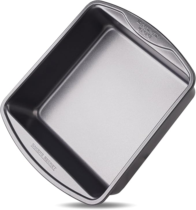 Baker's Secret Square Cake Pan 8" 1pc Nonstick, Premium Food-Grade Coating, Non-stick Square Pan, Carbon Steel- The Classic Collection