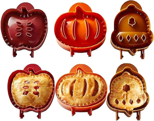 3 Pieces Mini Pie Molds, Party Potluck Hand Pie Molds, Holiday Mini Pie Mold, Fall Apple Pumpkin and Acorn Shapes Pocket Pies Maker (A)