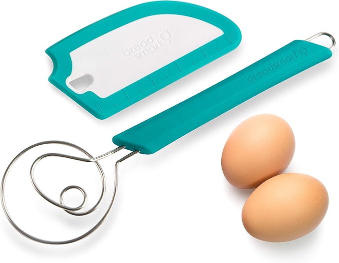 Breadsmart Artisan Bread Whisk and Bench Scraper Duo - Essential Dough Mixer Tools - Sourdough Bread Baking Supplies