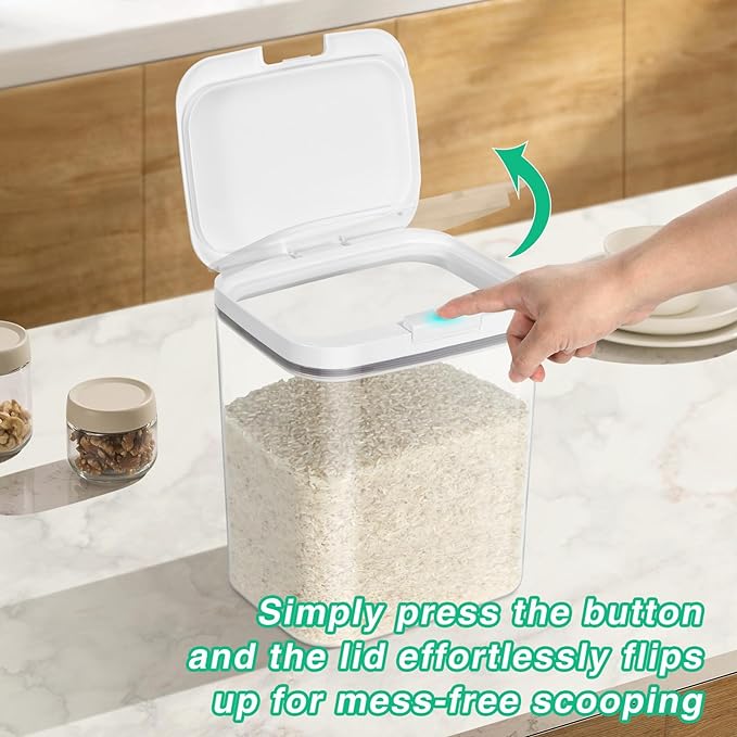 Versatile Storage Container Bin with Pop-up Lid & Scoop, Rice Flour Container Dog Cat Food Storage Container, Laundry Room Organization Household Essentials Kitchen Pantry Organizers