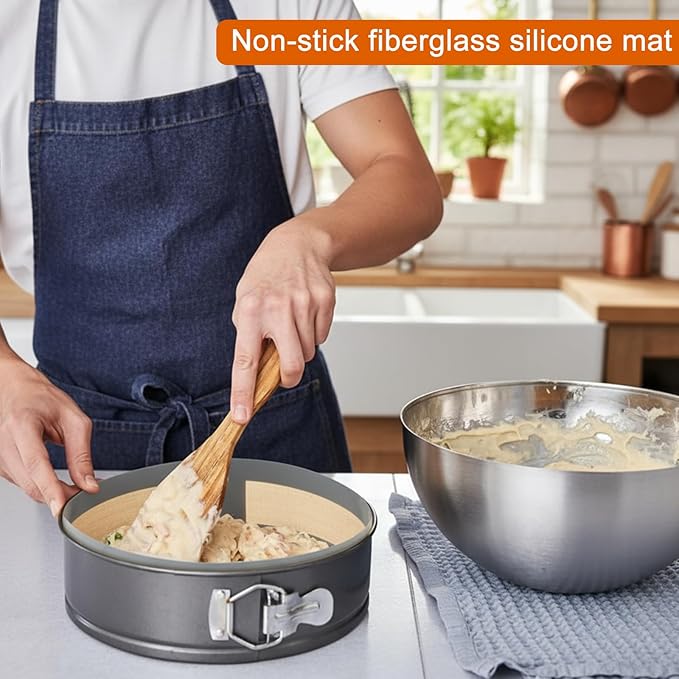 6 Pcs Silicone Baking Mat for 4, 7, 9 Inch Springform Pan Protector Prevent Cake from Sticking to Bottom and Side Easy Clean Nonstick Silicone Liners for Baking Cheesecake Pan