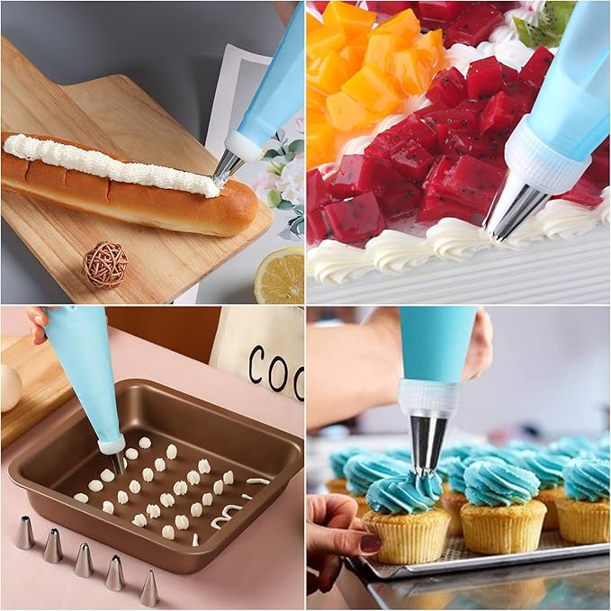 39-Piece Piping Bags and Tips Set, 24 Piping Tips & Reusable Icing Bags (12/14/16 Inch) - Cake Decorating Kit for Frosting, Cupcakes, Cookies