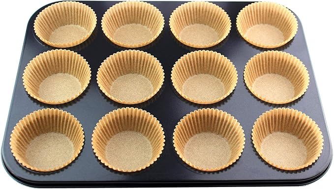 Eoonfirst Standard Size Baking Cups Food-Grade Greaseproof Paper Cupcake Liners 200 Pcs (Natural)
