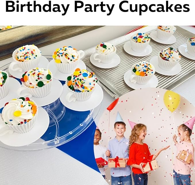 Evelots Baking Cupcake Molds - Silicone Teacup Set - 12 Pc Set - Oven-Safe - Nonstick - Muffin Cups for Bridal/Baby Shower, Birthday/Tea Party - 6 Cups & 6 Saucers - BPA Free
