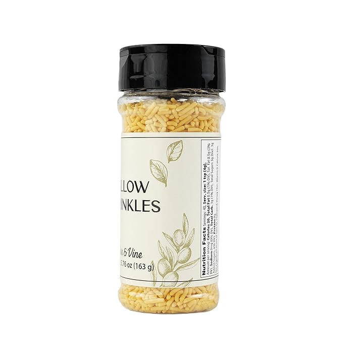 Olive & Vine Yellow Soft Sprinkles, Subtle Sweetness, For Baking & Desserts, Rich Tradition, Authentic Taste, For Global Recipes (5.76 Ounce)