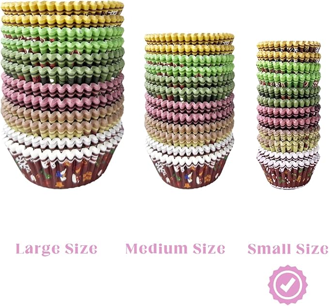 qiqee Christmas Cupcake Liners Muffin Liners for Graduation 300-Count 6 Original Design Christmas Gingerbread Man No Smell, Food Grade Baking Cups Paper(Small Size)
