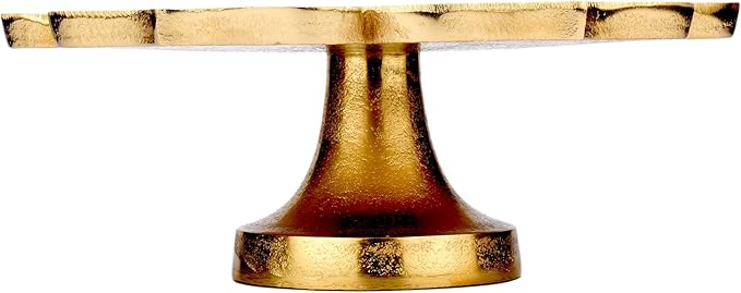Cruiser’s Caché 16" Sculpted Metal Cake Stand, White Enamel and Rustic Gold Finish, Handcrafted