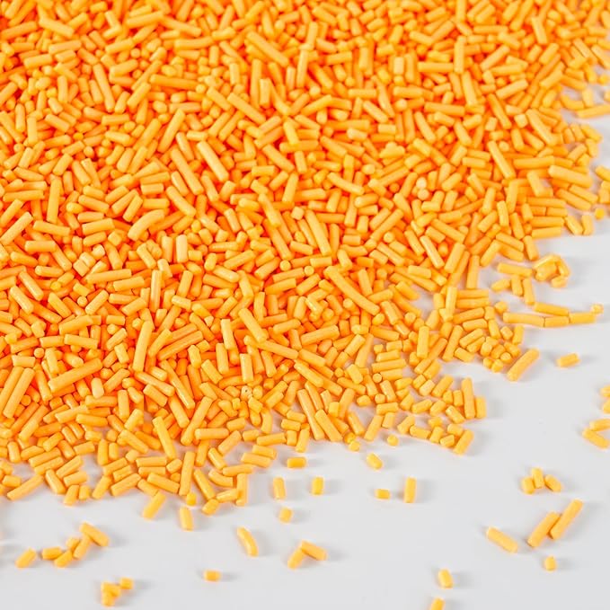 Orange Jimmies Sprinkles Dye Free - No Artificial Dyes Natural Orange Sugar for Baking, Cake Decorating, Cookie, Cupcake, Ice Cream Toppings & More, Holiday Treats Halloween Thanksgiving Autumn Supplies
