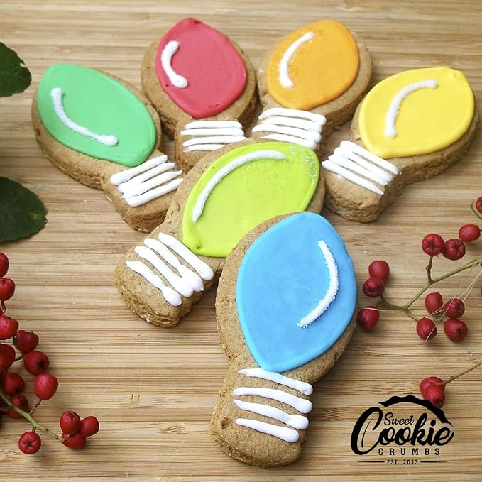 Christmas Light Bulb Cookie Cutter 3 Piece Set, Premium Food-Grade Stainless Steel, Dishwasher Safe (Light Bulb 3 Piece)