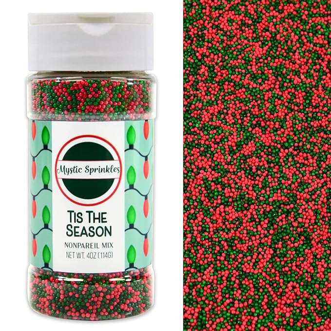 Mystic Sprinkles Christmas Holiday Sprinkle Mixes (Tis The Season Nonpareil Mix 4oz)