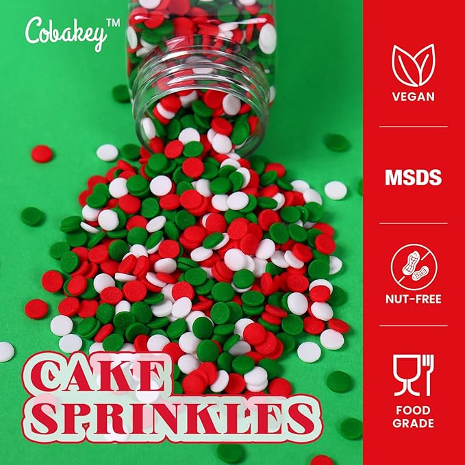 Christmas Sprinkles for Cookies, Red and Green Sprinkles Perfect for Christmas Dessert Party 3.52 Ounce
