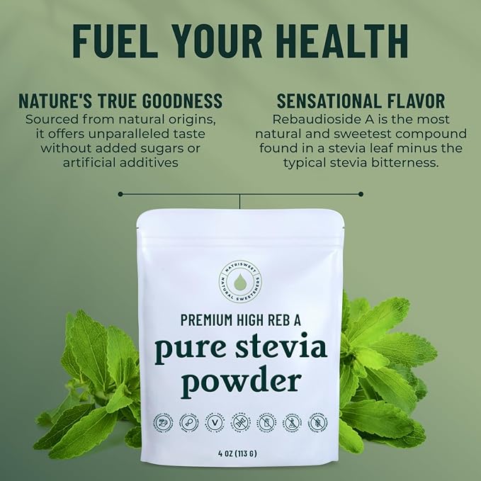 Premium Pure Stevia Powder, Powdered Stevia Extract Natural SteviaPowder for Baking, Zero Calorie Sweetener, No Fillers No Aftertaste, Non-GMO Keto Friendly, 810 Servings 113g