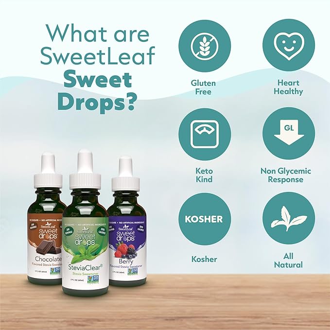 SweetLeaf Stevia Liquid Sweet Drops - Chocolate Raspberry Flavored Drops, Stevia Liquid Sweetener, Zero-Calorie, Sugar-Free Syrup Alternative for Keto Coffee, Baking, Shakes, 2 Fl Oz (Pack of 2)