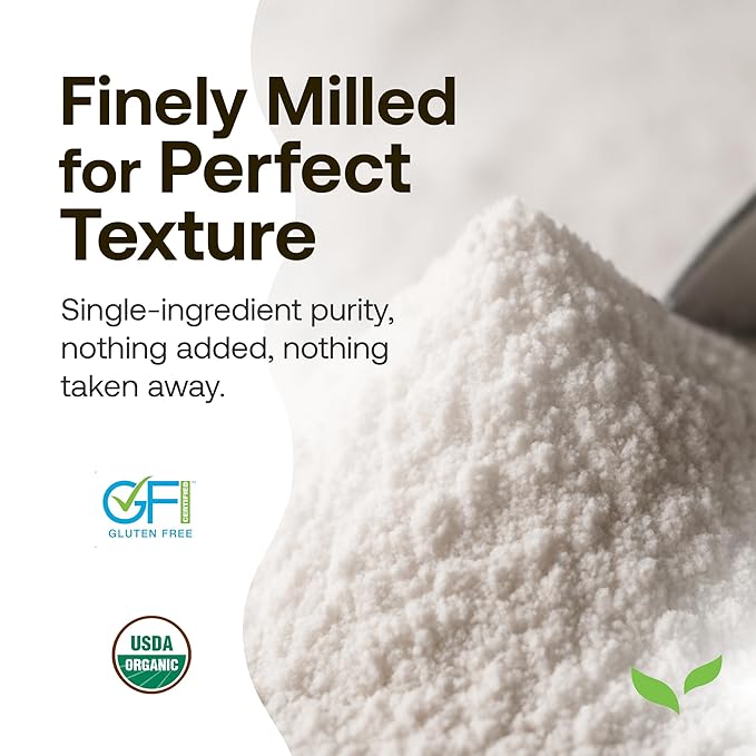 Quay Naturals Organic White Rice Flour, 2 lb, Finely Milled for Baking & Cooking - Gluten Free, Non GMO