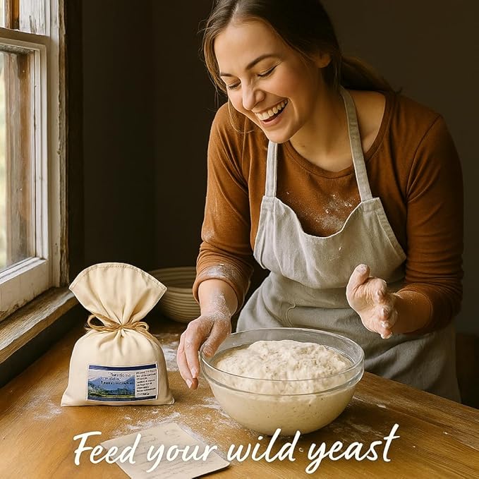 Bounty Foods Montana Sourdough Starter Set – 16 oz 3 Pack Artisan Bread Kit in Western-Style Burlap Bag – Wild Yeast Culture for Real Rustic Sourdough – Pioneer-Style Baking from the American West