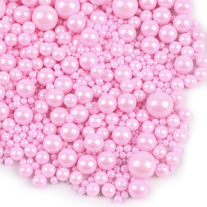 Pink Sprinkles for Cake Decorating 3.5 Ounces, Edible Sugar Pearls Mixing Sizes for Cupcake Topper, Cookies, Ice Cream Toppings Cake Decorations for Party Celebrations