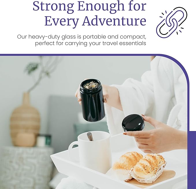 Infinity Jars Tall Screw Top Jar 200 Ml (6.7 fl oz), UV Black Glass Airtight Smell-Proof Container for Coffee, Tea, Dried Goods, Refillable Tall Jar for Long-Term Kitchen Storage Pack 10