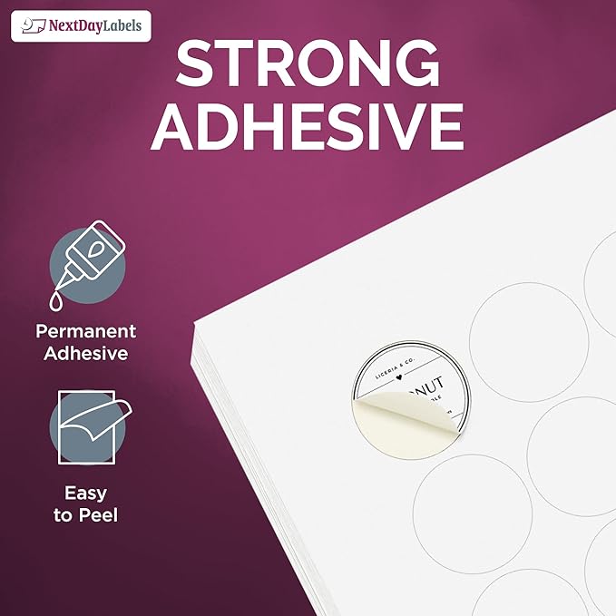 NextDayLabels 3/4 Inch Round Stickers for Printer - Matte White Blank Laser/Inkjet Printable Circles (250 Sheets, 108 Per Sheet, 27000 Labels)