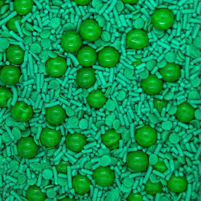 Green Sprinkles for Cake Decorating and Baking - Fancy Edible Green Cake Sprinkles and Toppings in Sprinkles for Cookie Decorating with Pearls and Chocolate Balls