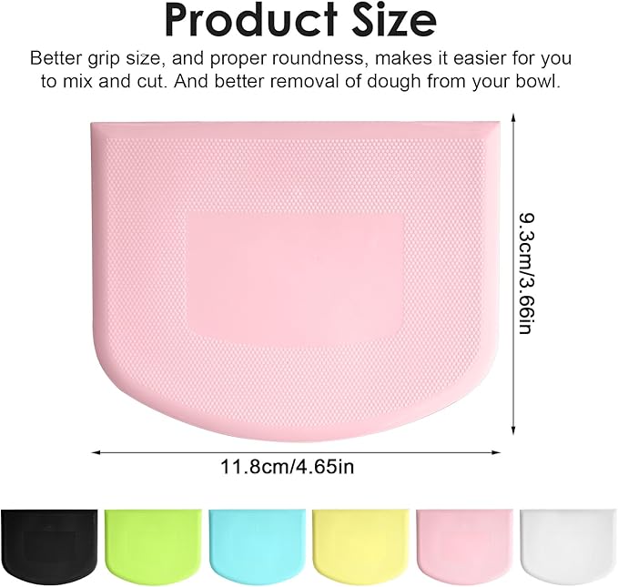 6 Pcs Food Scraper, Dough Bench Scraper for Baking, Multifunctional Kitchen Scrapers Tool, Cake and Pastry Scrapers for Bread Dough Fondant Icing