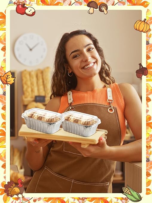 60 Pack 6x3.5x2 Disposable Aluminum Loaf Pans with Lids Small-Aluminum-Foil-Pans-Tin-Foil-Baking-Pans-Tin-Trays-Food-Containers-for-Baking-Cakes-Bread-Meat-Loaves