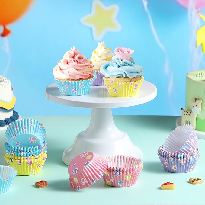 Vesici 200 Count Cartoon Blue Dog Cupcake Liners Dog Paw Paper Cupcake Wrappers Puppy Theme Muffin Baking Cups Cake Holder for Cake Decorations Baby Shower Birthday Party Supplies