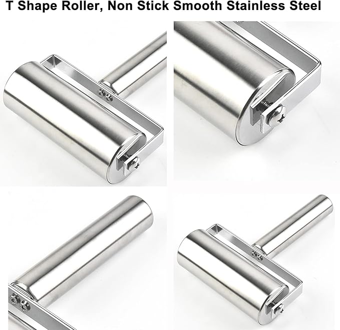 Pastry Pizza Roller, Non Stick Smooth Stainless Steel Rolling Pin Metal Kitchen Utensils, for Baking Dough, Pizza, Pie, Pastries, Pasta, Cookies