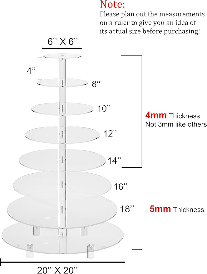 Jusalpha® 8 Tier Wedding Party Acrylic Round Cake Stand/Cupcake Stand Tower/Dessert Stand/Pastry Serving Platter/Food Display Stand for Big Event (8RF)