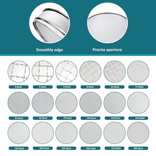 304 Stainless Steel Lab Sieve Screen Mesh, 50 Mesh (0.355mm) Aperture Test Sieve, 12Inch(30cm) Diameter Economy Standard Analysis Sample Test Sieves for Industrial Laboratory Homes