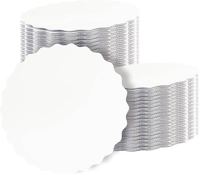 qiqee 9 Inch White Wave Cake Boards Round 15-Packs Circles Rounds Base Food-Grade Cardboard Wave Cake Plate（Thinner But Stronger）