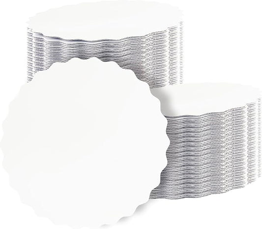qiqee 9 Inch White Wave Cake Boards Round 15-Packs Circles Rounds Base Food-Grade Cardboard Wave Cake Plate（Thinner But Stronger）
