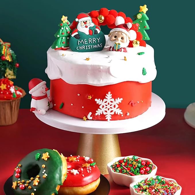 LEBERY Christmas Sprinkles Red Green Gold Sprinkles Holiday Sprinkle Mix Christmas Tree Sprinkle Star Cake Decoration Christma Jimmies Heart for Baking Cookie Ice Cream Decorations - 4.6 oz