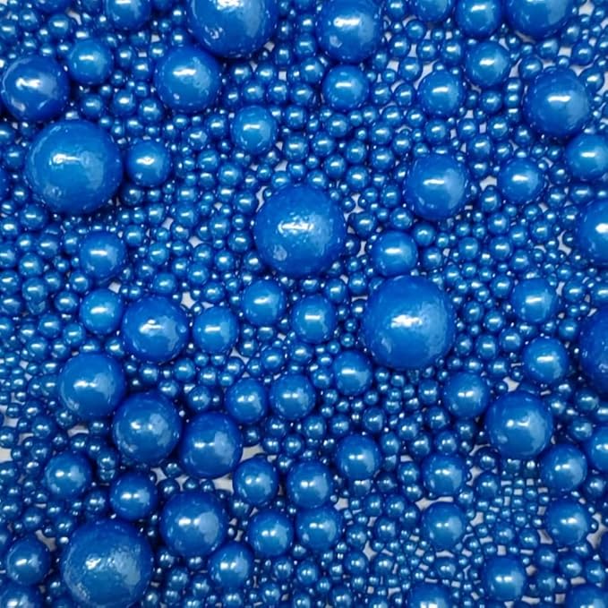 Edible Pearl Sugar Sprinkles Royal Blue Candy Mixing Size Baking Edible Cake Decorations Cupcake Toppers Cookie Decorating Celebrations Wedding Valentines Easter Halloween Christmas Supplies 120g/ 4.23oz