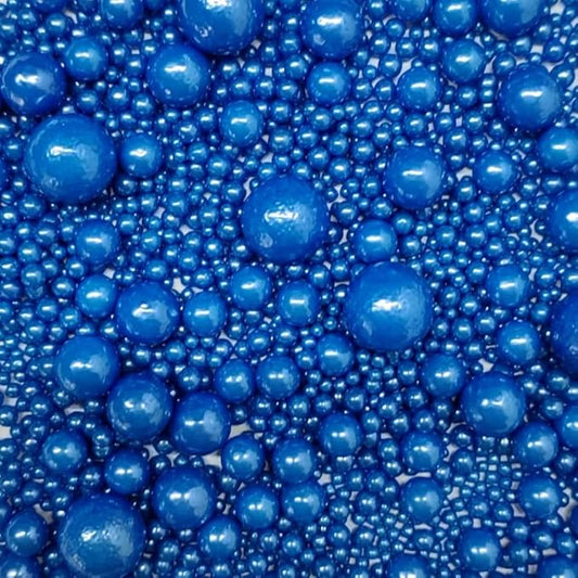 Edible Pearl Sugar Sprinkles Royal Blue Candy Mixing Size Baking Edible Cake Decorations Cupcake Toppers Cookie Decorating Celebrations Wedding Valentines Easter Halloween Christmas Supplies 120g/ 4.23oz