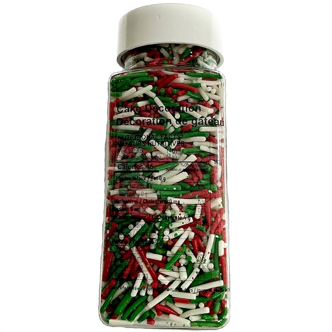 Homipooty Christmas Sprinkles for Cake Decorating 100g/3.5oz Mix of Red White and Green Holiday Sprinkles Jimmies for Cupcake Toppers Cookie Ice Cream Decorations Celebrations