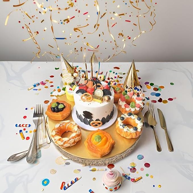 MTJYQTF Gold Cake Stand Set - 16 IN Metal Round Cupcake Dessert Stand with Cake Cutting & Cake Spatula for Party, Candy Table Display for Wedding Birthday Baby Shower Housewarming Party CS003-16panR