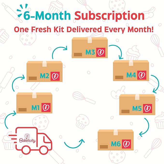 Baketivity 6-Month Baking Subscription Kit for Kids – Pre-Measured Ingredients, Step-by-Step Recipes, Bake-Along Videos, and Hands-On Learning – Fun Gift for Boys & Girls