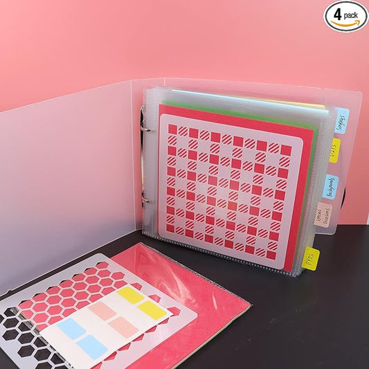 Cookie Stencil Storage Binder - Die Cut & Stamp Storage Holder - Baking Stencil Organizer (2 Pockets x 50 Pages)