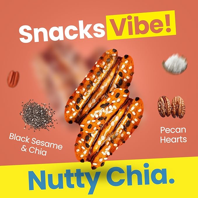 Yomms Pecan Halves Variety Pack – Low Sugar Healthy Dessert Snack | 3 Flavors - Coco Twist, Nutty Chia, Crunchy Joy | Sweet Coconut & Crunchy Pecan Snack | Roasted Mixed Nuts | 1.3oz Each | 2 Pack of Each Flavor | 6 Total